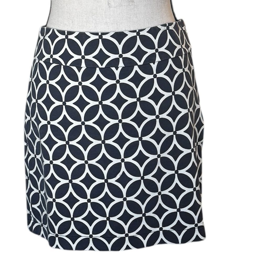 Banana Republic Navy Blue White Geometric Circle Print Mini Skirt 6P Petite Prep